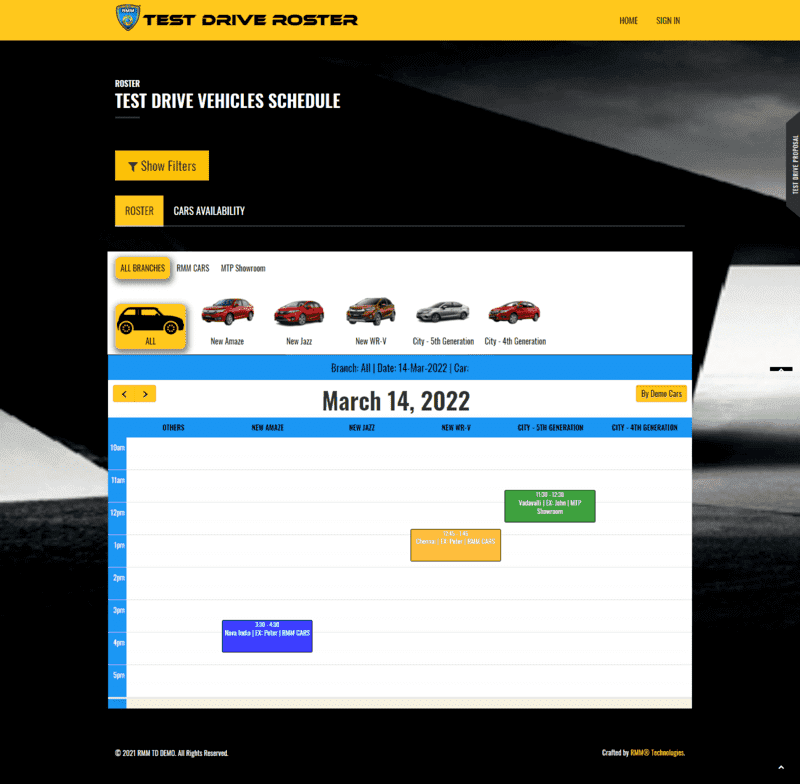 Test Drive Roster Home Page
